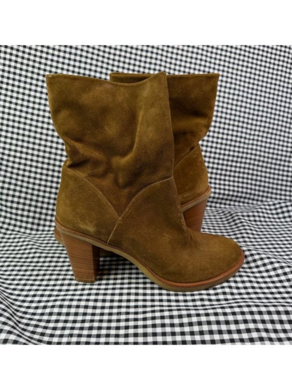 Robert Clergerie Slouch Suede Boots Brown Taupe Heeled Womens 8.5 EUR 39